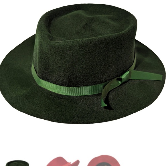 Vintage Spruce Green Genuine Effanem 100% Wool Crusher Hat - Picture 6 of 10